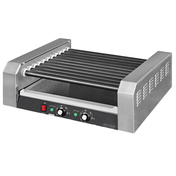 Global Solutions by Nemco GS1640 30 Hot Dog Roller Grill with 11 Rollers - 120V, 1400W