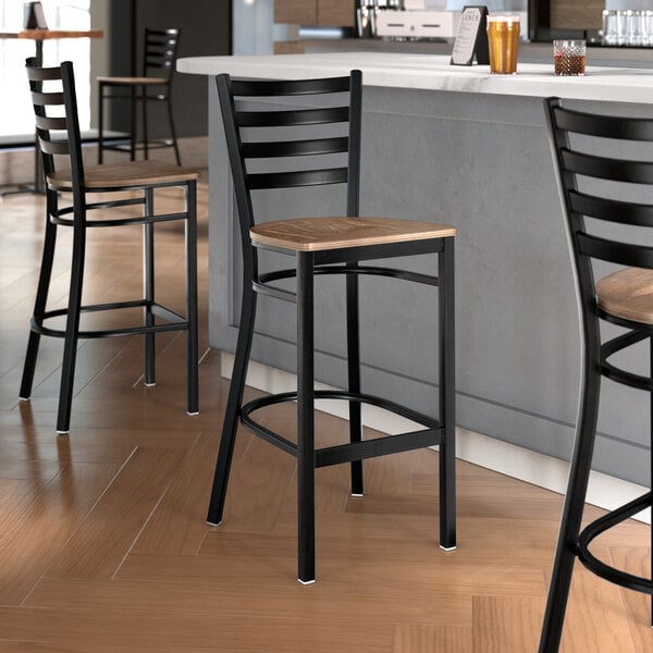 Black Finish Ladder Back Bar Stool