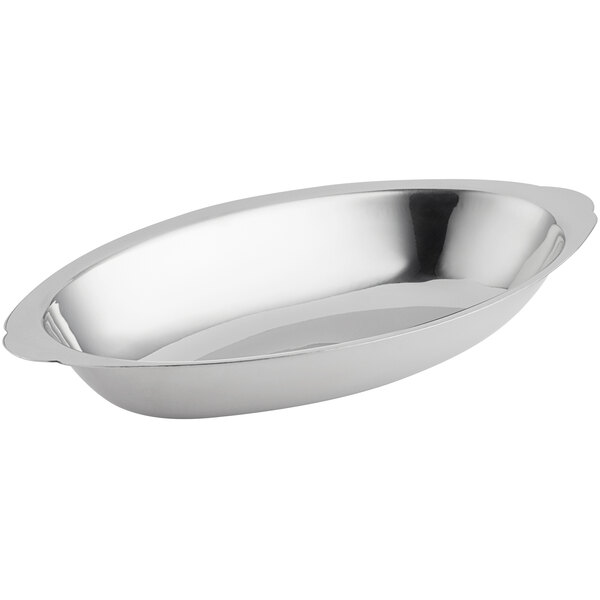 Vollrath 47422 12 oz. MirrorFinished Stainless Steel Oval Au Gratin Dish