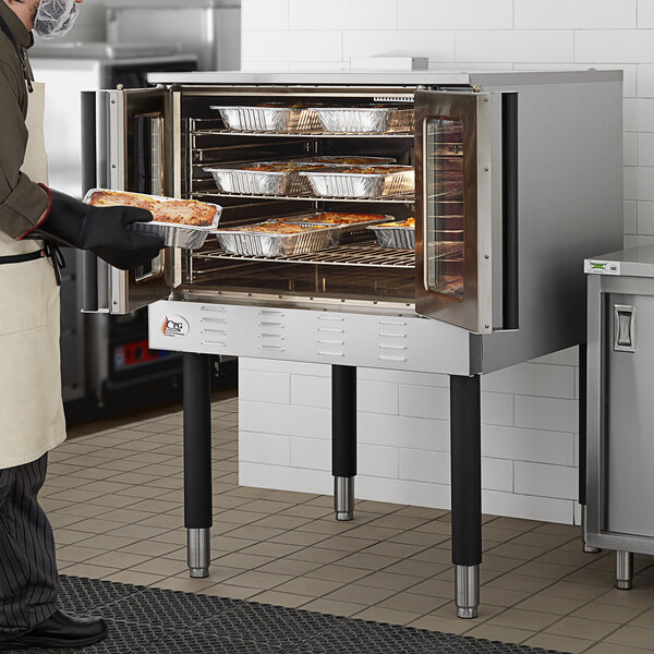 Cooking Performance Group FGC-100-DDL Deep Depth Single Deck Full Size Liquid  Propane Convection Oven with Legs - 60,000 BTU