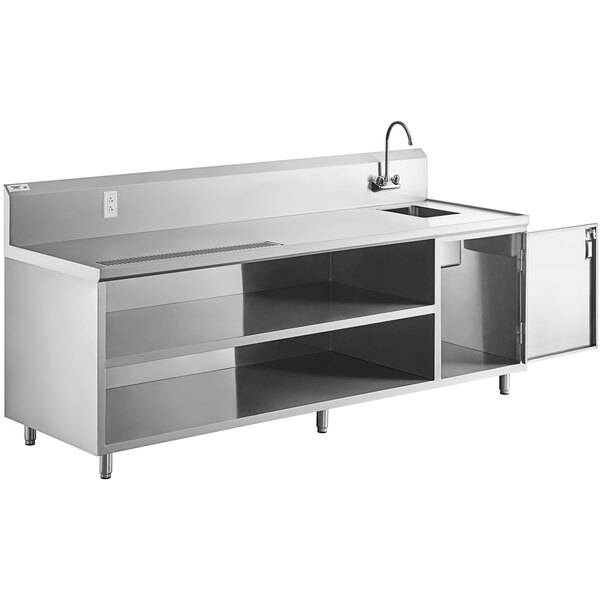 Regency 30" x 96" 16 Gauge Stainless Steel Beverage Table with Right Sink