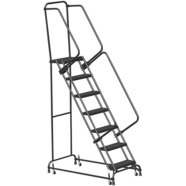 Ballymore 7Step Rolling Ladder with Handrail, Spring Loaded Casters