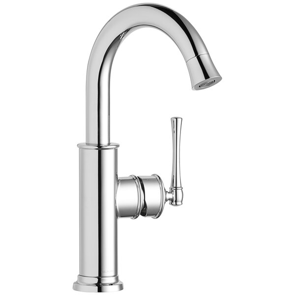 An Elkay chrome deck-mount bar faucet with a forward lever handle.