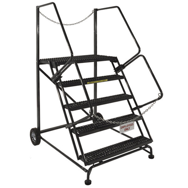 Ballymore SW-TA-5-36 5-Step Gray Steel 50-Degree Stairway Slope Rolling Truck / Dock Access Ladder with 36" Wide Steps