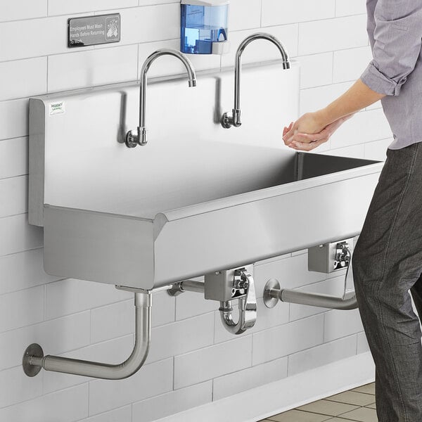 Regency 48" x 17 1/2" Single-Hole Multi-Station Hand Sink with 2 Knee Operated Faucets