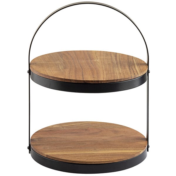 Round Wood Acacia Display Stand, Round Wooden Display Stand