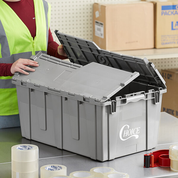Choice 25" x 15" x 12" Gray Industrial Storage Box