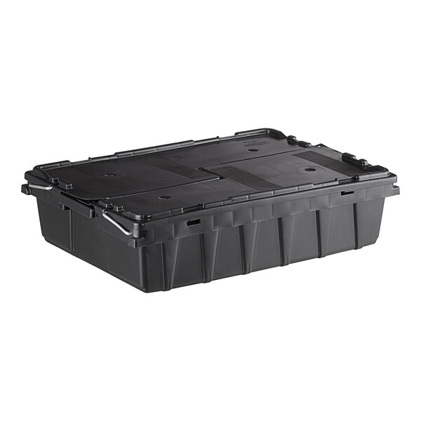 5 x 36L Heavy Duty Storage Boxes With Lid Black Recycled Plastic
