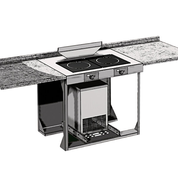 A Spring USA built-in induction cooking station on a counter in a professional kitchen.
