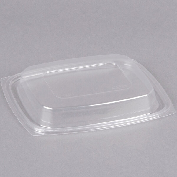A Dart clear plastic container with a snap-on dome lid.