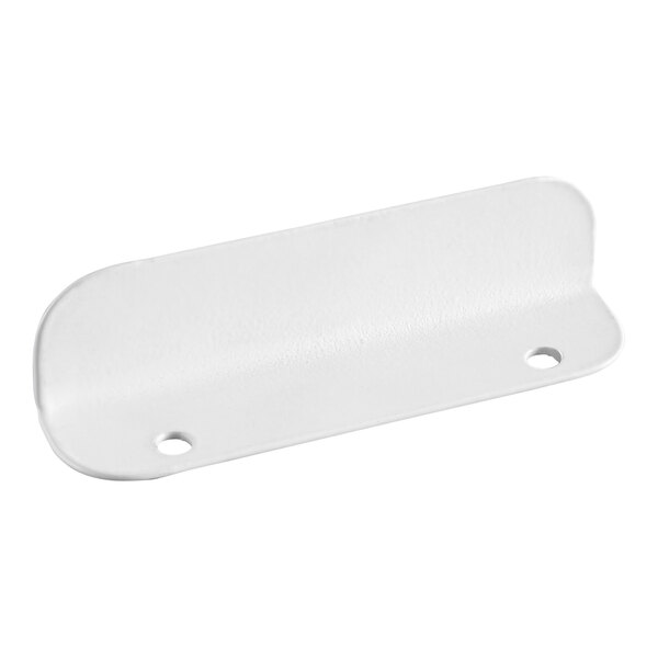 A white metal door handle with two screw holes, designed for BCD and BC bakery display cases.