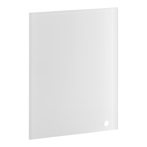 A clear rectangular glass panel with a small hole near one corner, designed as a bottom panel for bakery display cases.