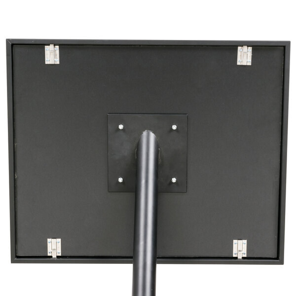Aarco P7BK Single Pedestal Black Frame Black Marker Board with Neon