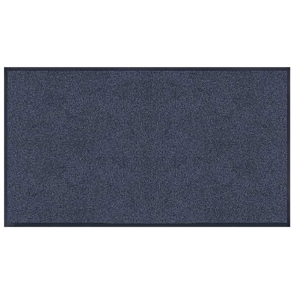 A dark blue rectangular entrance mat with a black border.