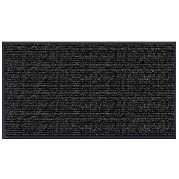 A black rectangular Lavex Needle Rib indoor entrance mat with a black border.