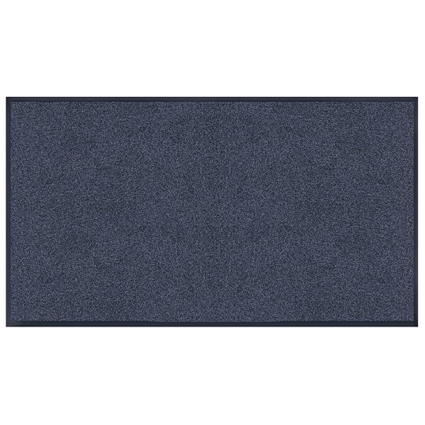 A dark blue rectangular carpet with a black border.