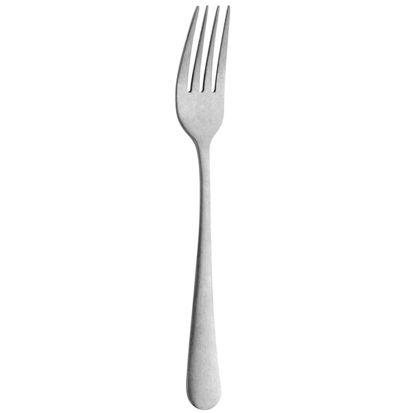 An Amefa stainless steel dessert fork with a stonewashed silver handle.