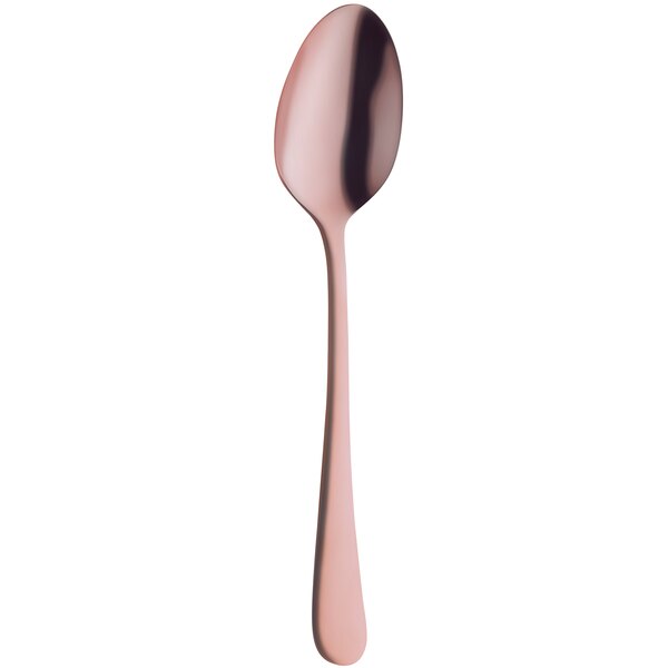 An Amefa Austin stainless steel dessert spoon with a copper handle.