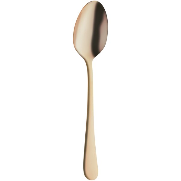 An Amefa Austin gold stainless steel serving spoon with a gold handle.