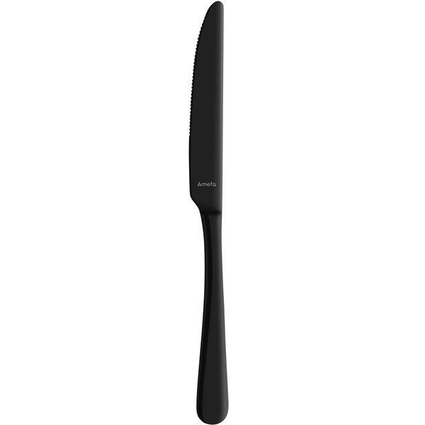 An Amefa Austin black stainless steel table knife with a handle.