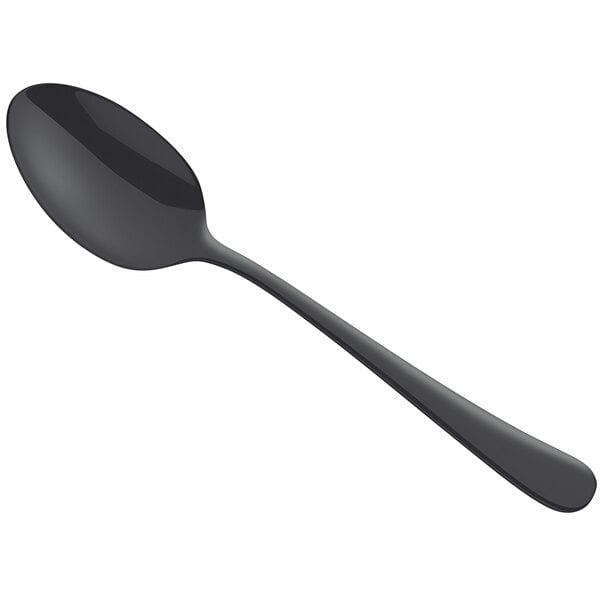 An Amefa Austin black stainless steel teaspoon with a black handle.