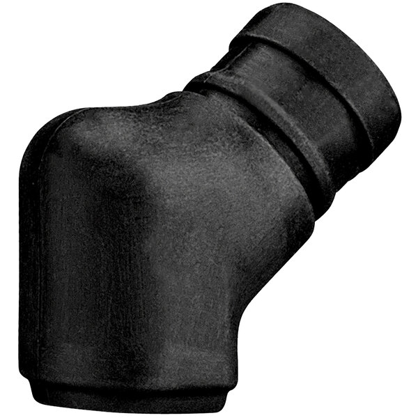 A black plastic elbow for a Waring juice extractor.