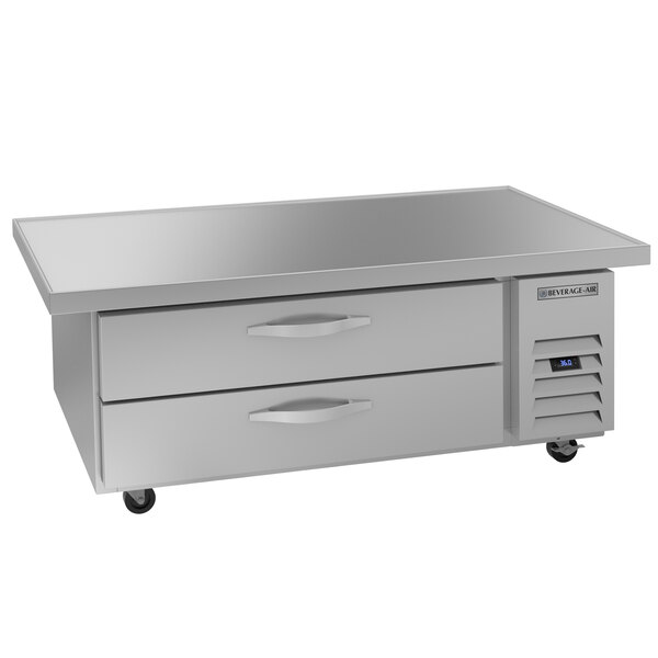 A Beverage-Air stainless steel chef base with two drawers.