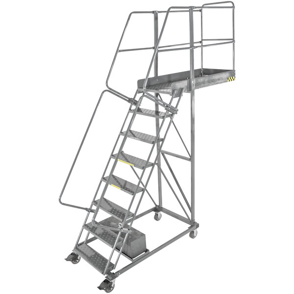 A Ballymore heavy-duty steel cantilever ladder with 8 steps and a platform.