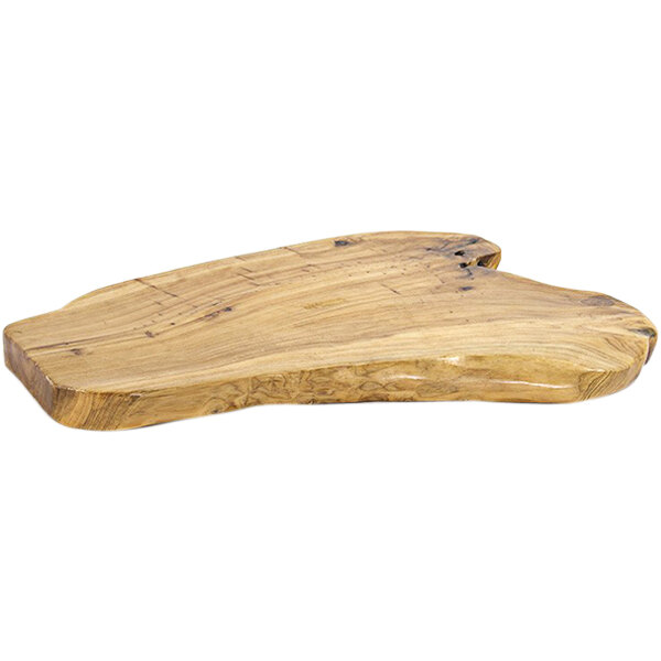 A Front of the House ROOT natural wood buffet board on a table.