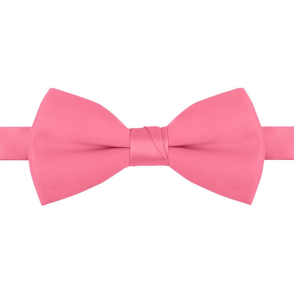 A close-up of a Henry Segal hot pink poly-satin bow tie with an adjustable band.