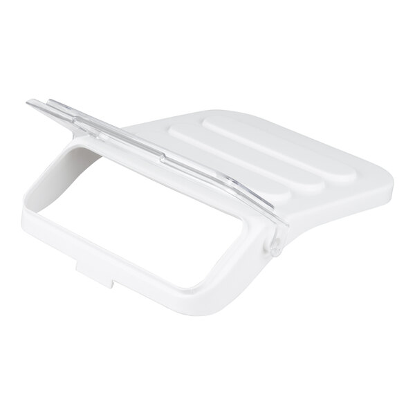 A white and clear replacement lid designed for a 2.63 gallon shelf ingredient bin.