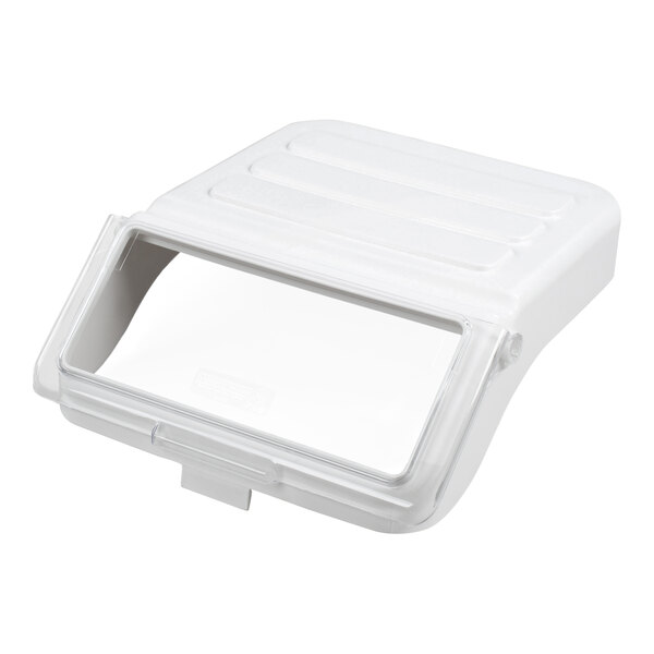 A clear replacement lid for a 12.63 gallon shelf ingredient bin.