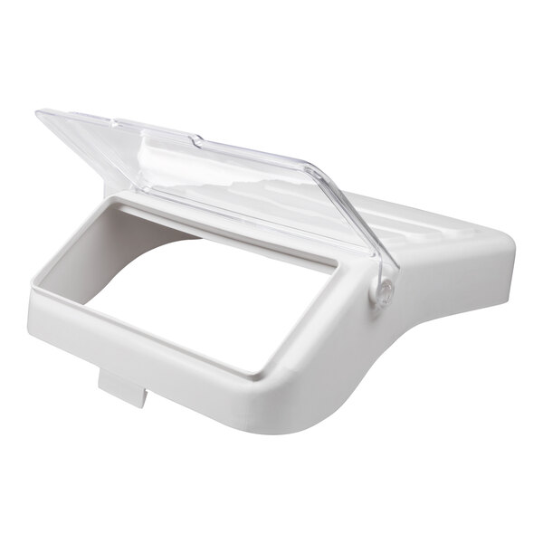 A clear replacement lid designed for a 12.63 gallon or 200 cup shelf ingredient bin.