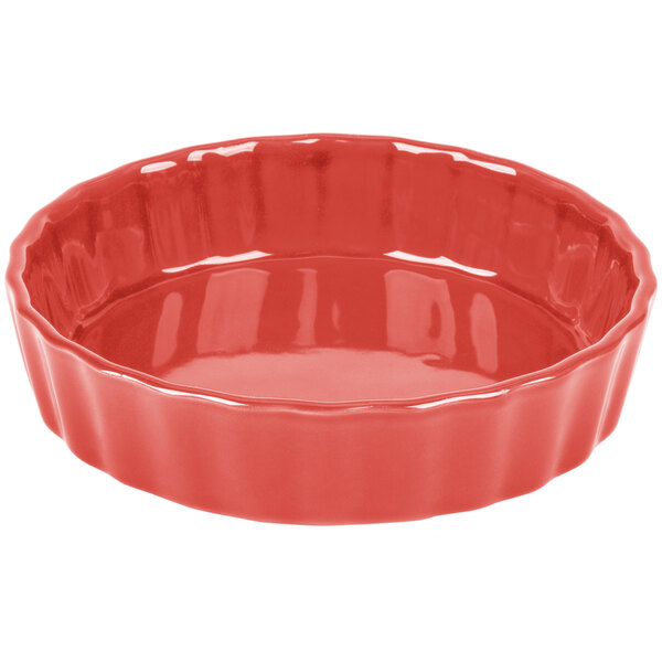 CAC QCD-5RED Festiware 5" Red Fluted China Quiche Dish - 24/Case
