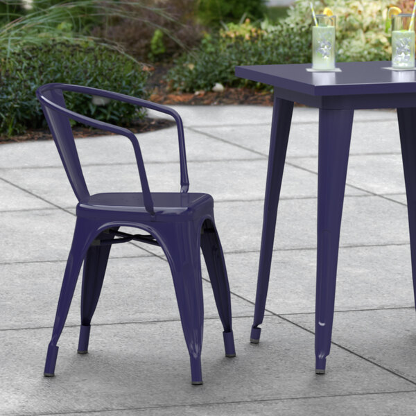Lancaster Table & Seating Alloy Series Navy Outdoor Arm Chair