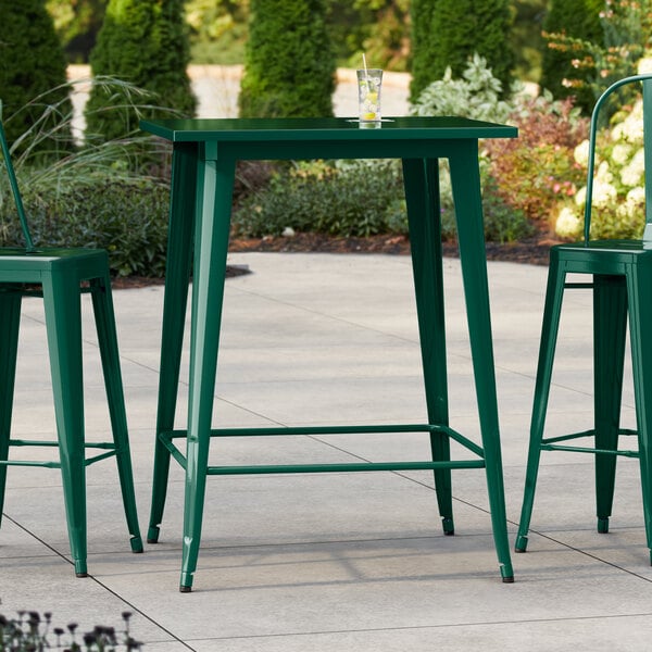 Lancaster Table & Seating Alloy Series 32" x 32" Emerald Green Bar Height Outdoor Table