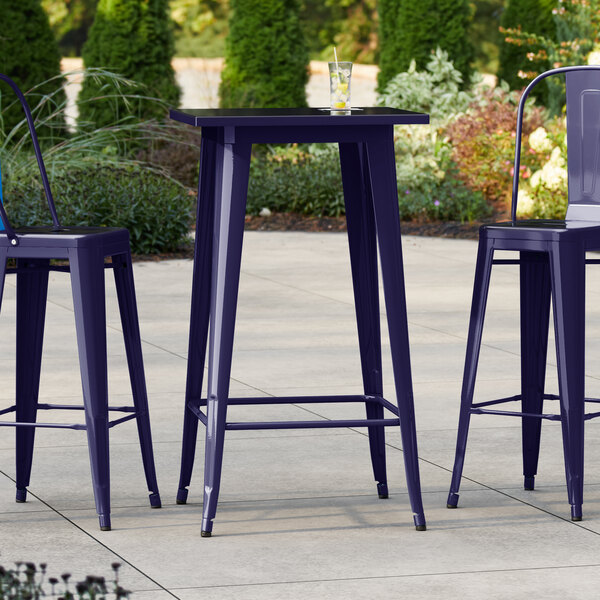 Lancaster Table & Seating Alloy Series 24" x 24" Navy Bar Height Outdoor Table