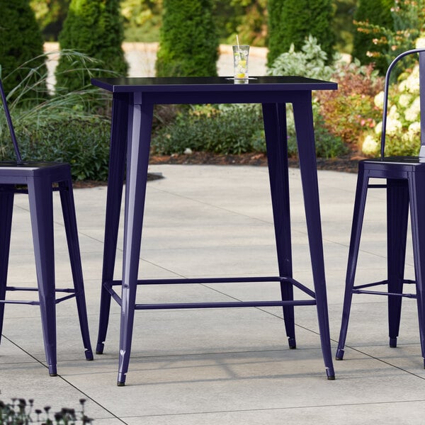Lancaster Table & Seating Alloy Series 32" x 32" Navy Bar Height Outdoor Table