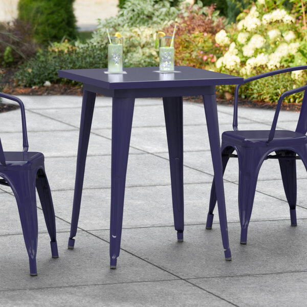 Lancaster Table & Seating Alloy Series 24" x 24" Navy Dining Height Outdoor Table