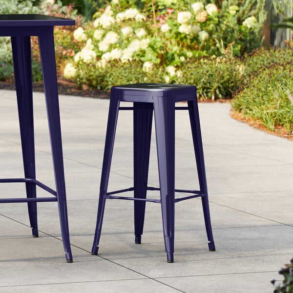 Lancaster Table & Seating Alloy Series Sapphire Outdoor Backless Barstool