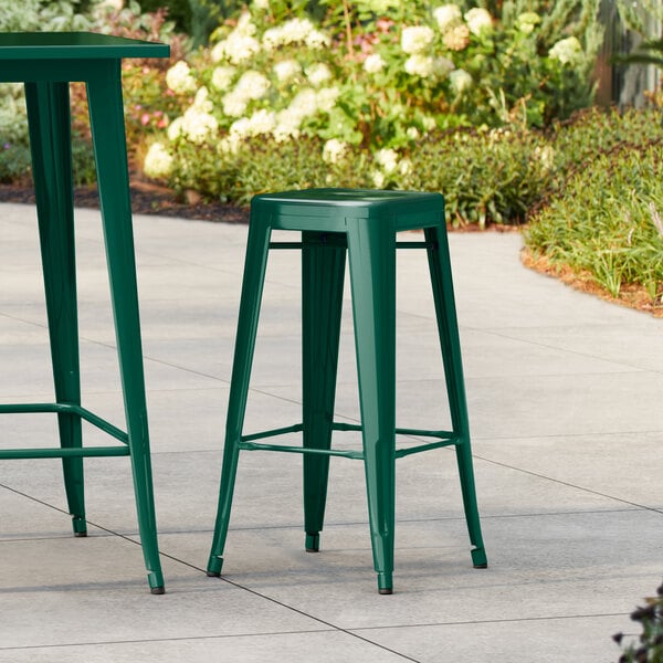 Lancaster Table & Seating Alloy Series Emerald Green Outdoor Backless Barstool