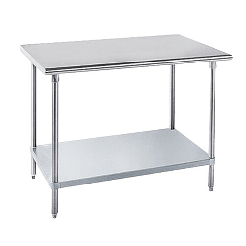 Advance Tabco GLG-4811 48" x 132" 14 Gauge Stainless Steel Work Table with Galvanized Undershelf