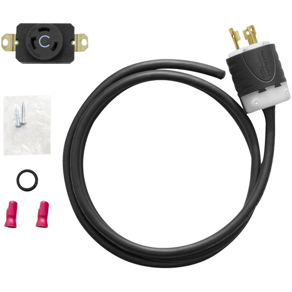 A black cord set with a black cable and connector for a SaniServ 408 Soft Serve Machine.