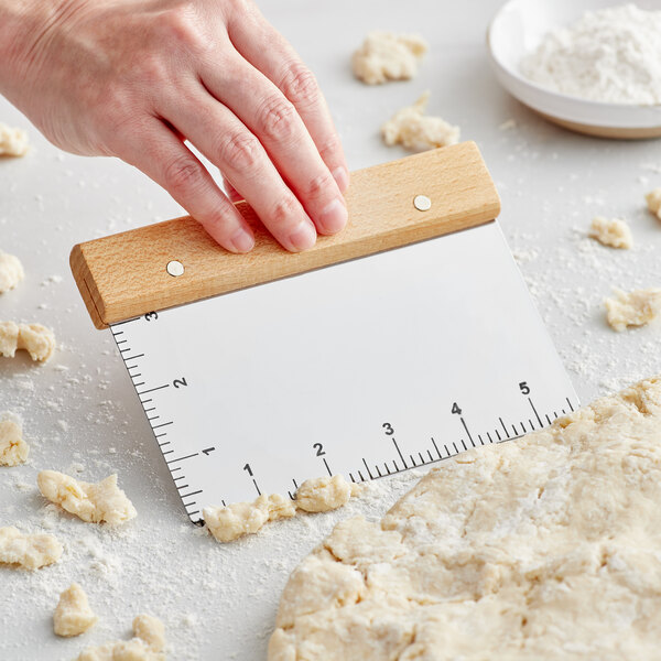 Stainless Steel Dough Cutter (w/ Wood Handle & Ruler)