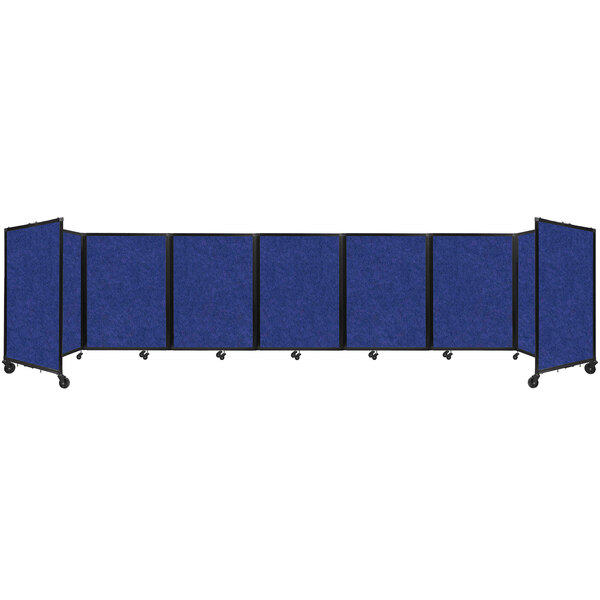 A blue rectangular Versare SoundSorb room divider with black borders.