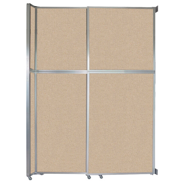 A beige Versare sliding room divider with four panels.