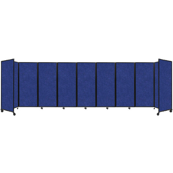 A blue SoundSorb room divider with black trim on the edges.