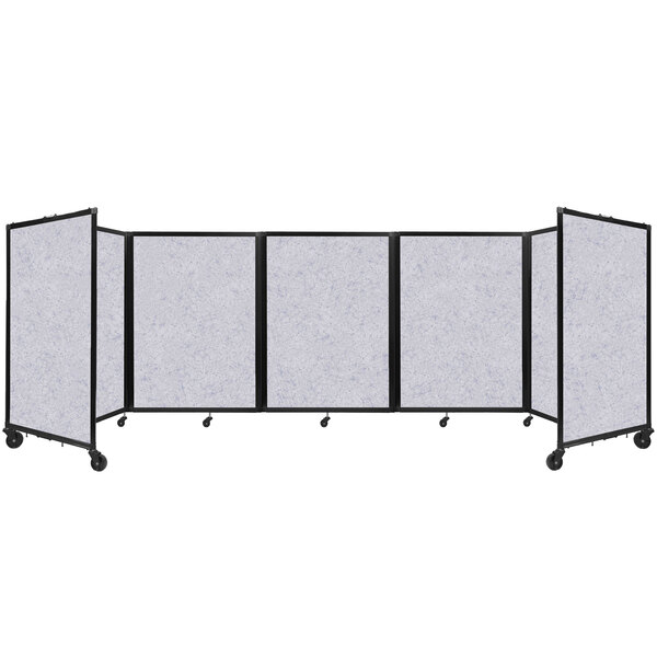 A Versare Marble Gray SoundSorb room divider with four panels.