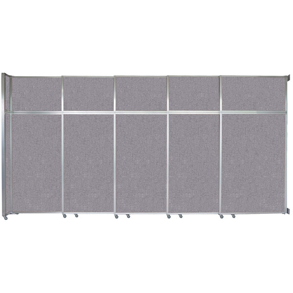 A Versare Cloud Gray room divider with metal frame.