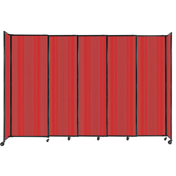 A red Versare room divider with straight panels.